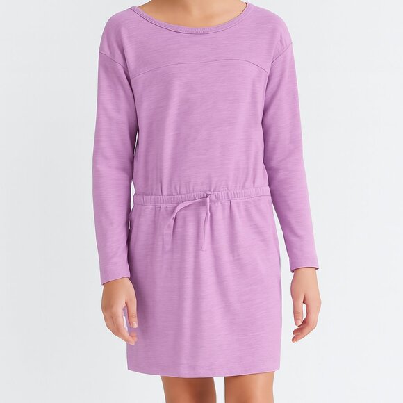 Crewcuts Pull Over Long Sleeve Dress Elastic Waist Tie Detail Cotton Large 10/11 - Picture 1 of 14
